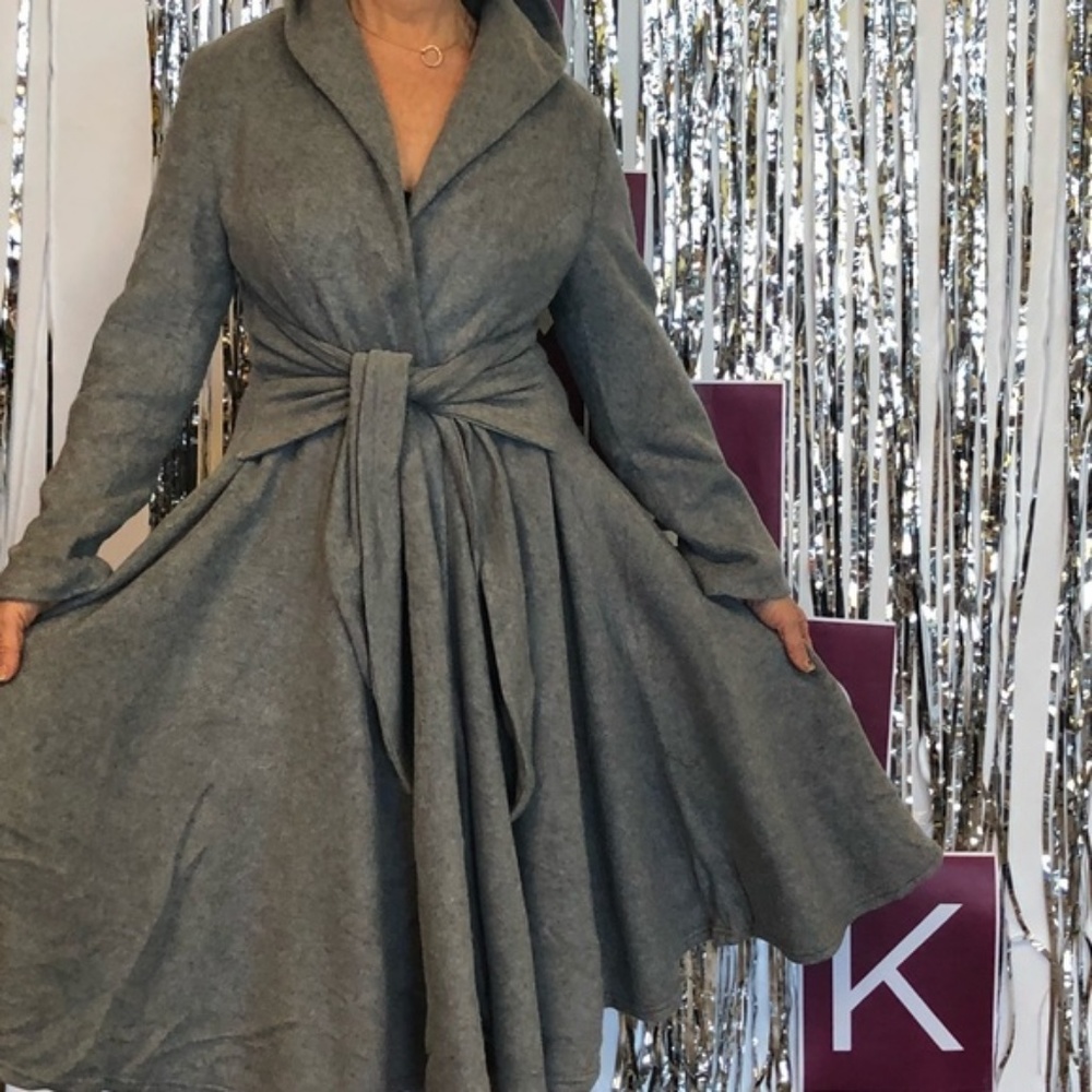 Vintage Style Gray PinUp Rockabilly Overcoat Dress - Picture 2 of 8